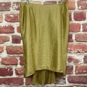 Ashley Stewart Skirt Womens 14W Gold High Low Casual Evening Party Zip Up